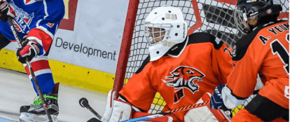 A goalie making a save