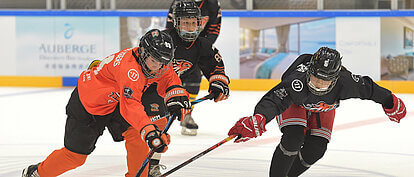 Hockey players chasing the puck